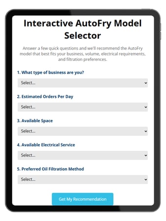 AutoFry Model Selector on Tablet 6.15.26