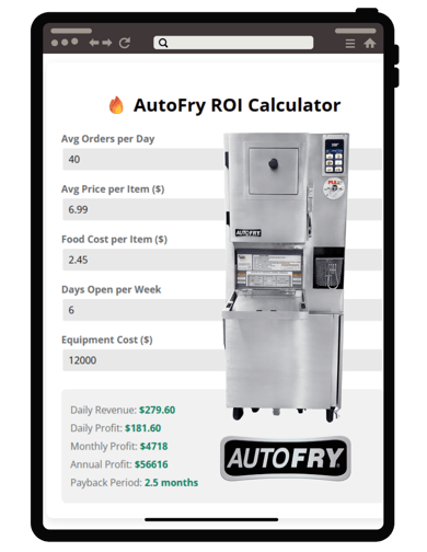AutoFry ROI Calculator on Tablet 7.6.26