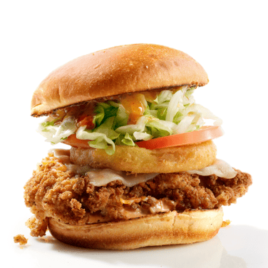 Chicken Sandwich with Onion Rings