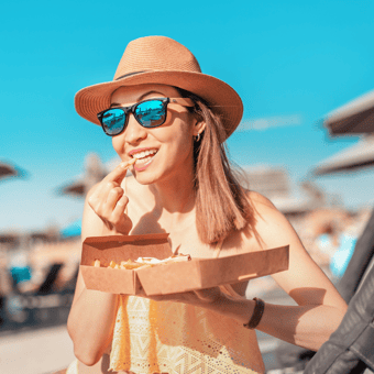Eating Fries on the beach
