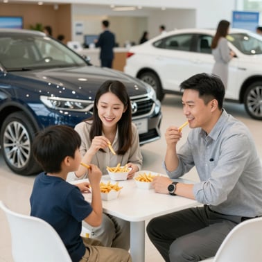 Eating at dealership