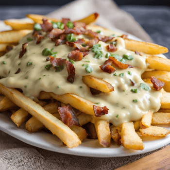 Fries with Green Chile Cheese Sauce & bacon