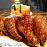 Crispy Baked Chicken Wings with Sweet Asian Hot Wing Sauce from South in your Mouth