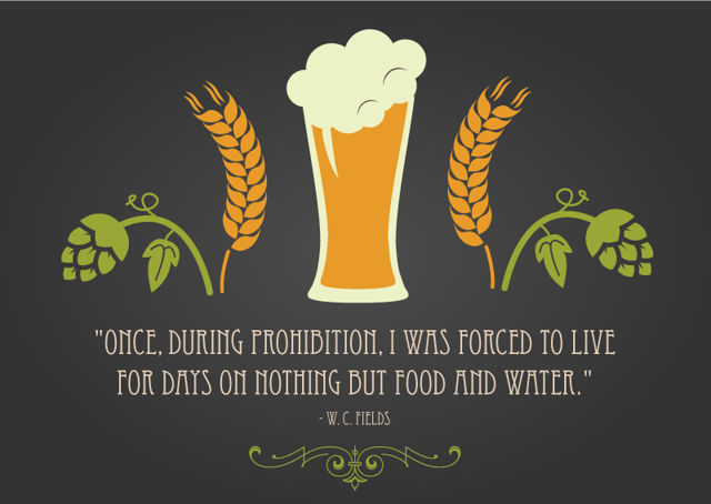 "Once, during Prohibition, I was forced to live for days on nothing but food and water." - W. C. Fields Quote for Beer and Food Pairing blog